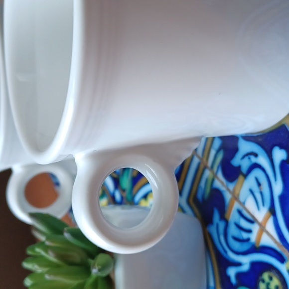 Fiesta Ware White Mugs Homer Laughlin Set of Two Signed Marked Bottoms - Picture 2 of 10